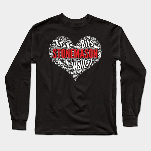 Stonemason Heart Shape Word Cloud Design print Long Sleeve T-Shirt by theodoros20